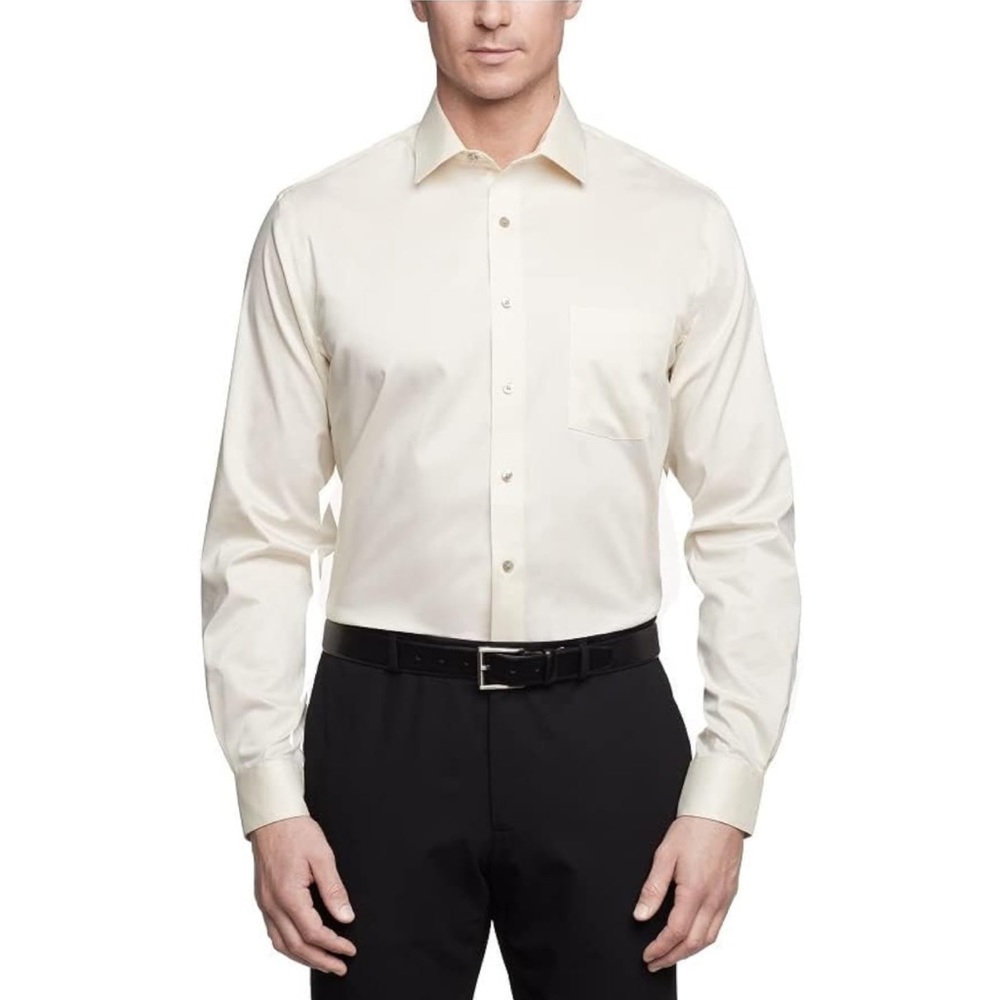Men's Modena Classic Fit Ivory Pocket Dress Shirt